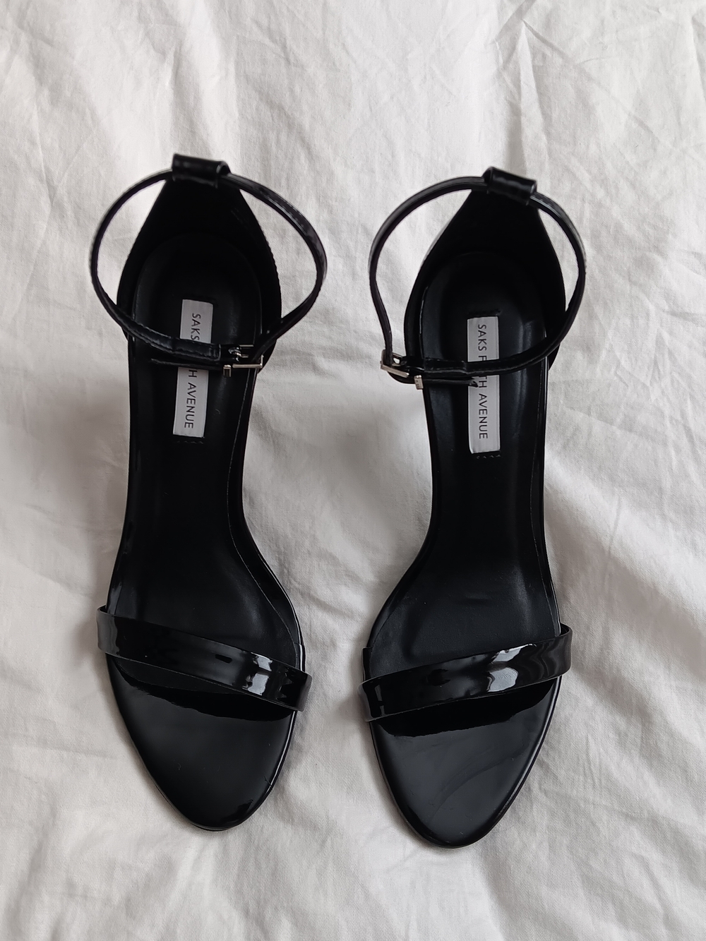 Saks Fifth Avenue Black Patent Ankle-Strap Sandals